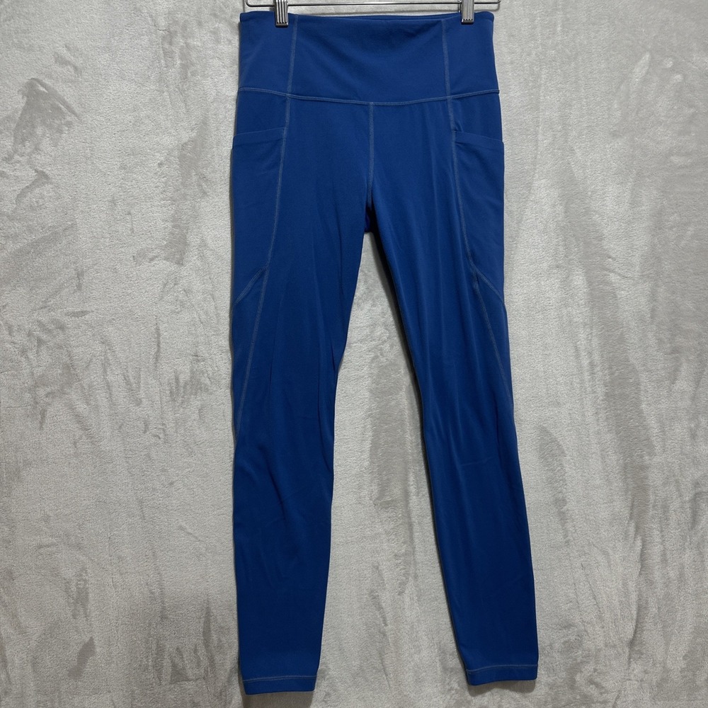 Athleta Women's Size M Blue‎ All In Reaction 7/8 Tight Leggings Side Pockets